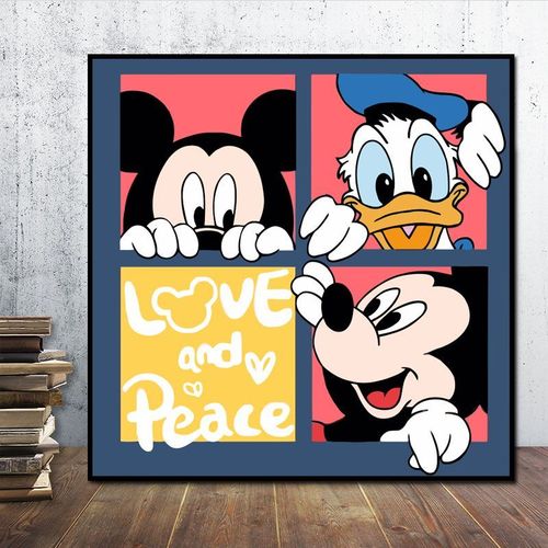 米奇米老鼠数字油画diy油彩画装饰画手工填色减压卡通简约卡通画