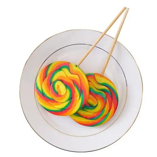 金稻谷七彩棒棒糖彩虹色无敌的超级大圆球旋转风车糖波板糖网红