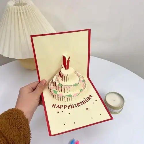 生日3d生日贺卡立体快乐手工蛋糕贺卡闺蜜礼物伞