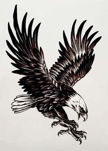 霸气个性老鹰花臂纹身贴男款持久防水纹身贴纸胸肩部手臂仿真刺青