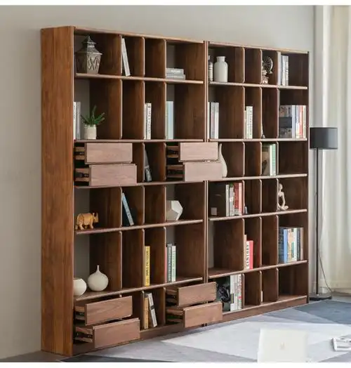 一山木作 北欧风全实木红橡木书架