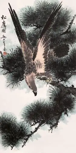 0383 松鹰图 镜心 设色纸本