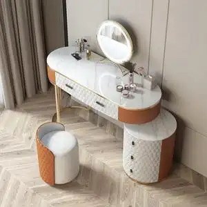 卧室轻奢梳妆台网红ins风小户型化妆桌收纳柜一体现代岩板化妆台