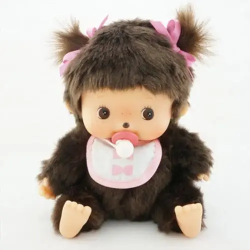 海淘日本直邮-正版monchhichi/蒙奇奇bb粉围兜软头女孩 m号