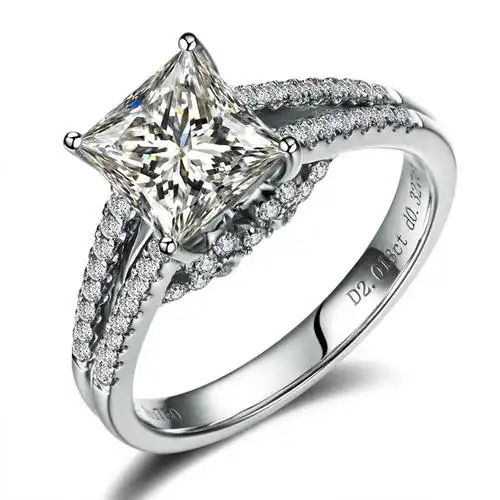 佐卡伊 1克拉白18k金公主方形异形钻石结婚戒指