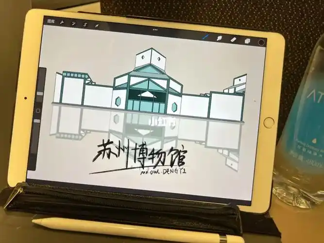 高铁上画苏州博物馆