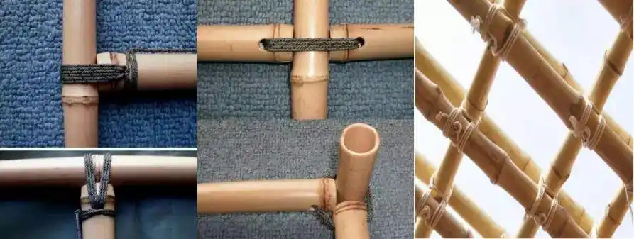 图1-1 常见的几种绑扎方式1,绑扎绑扎是原竹建筑最原始,最基本的结构