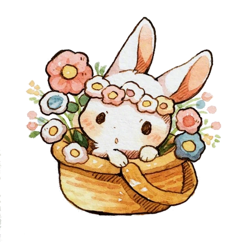 png小兔子 手帐免扣素材贴纸