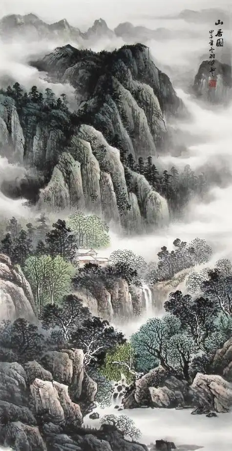 *编号:497中国画,中国山水画,中国写意山水画云浩 写意水墨山水画