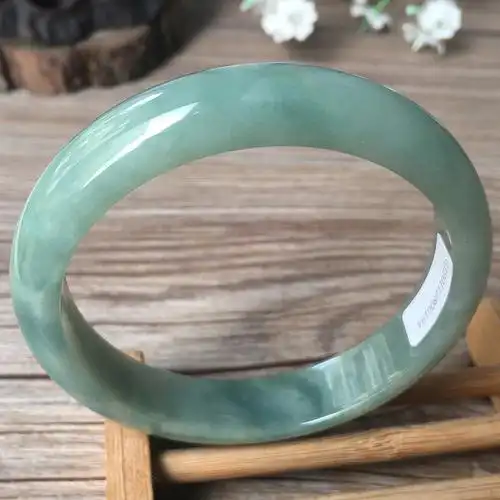 老坑a货翡翠手镯57mm油青绿色飘花珠宝带鉴定证书天然缅甸玉镯子