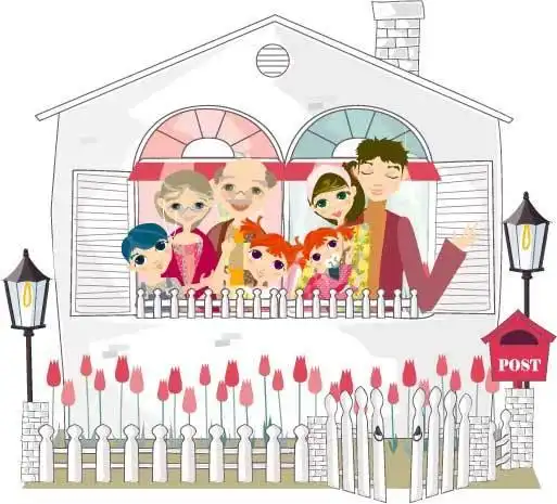 幸福的七口之家