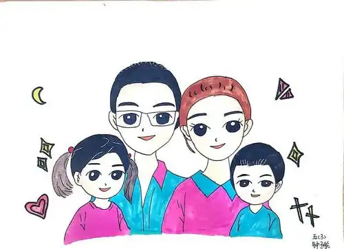 手绘全家福丨石牌小学五年级优秀作品欣赏为你喜欢的作品投票吧