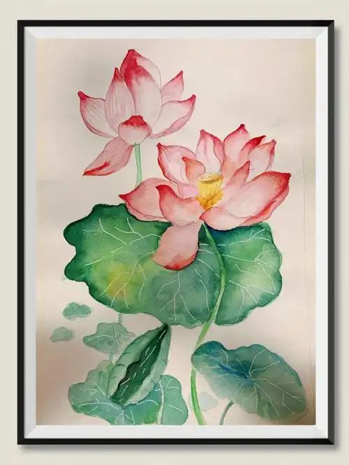 第一张水彩画适合新手小白画的荷花