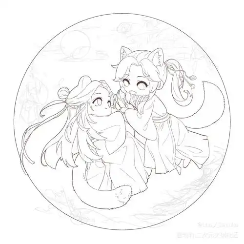 天官赐福花怜谢怜花城绘画作品