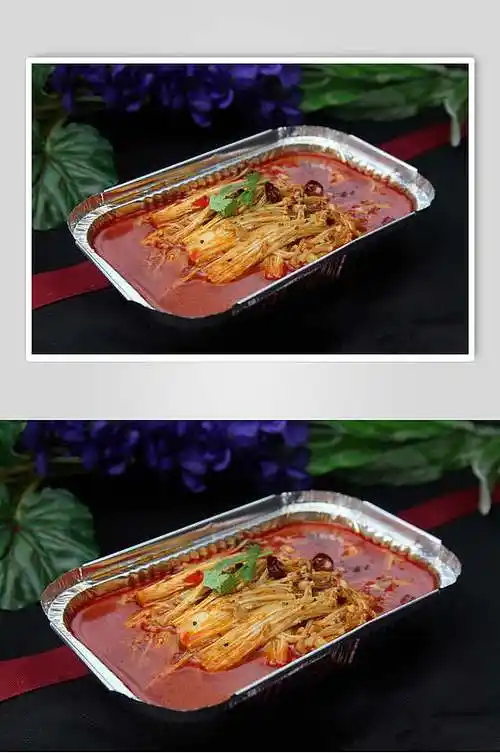 夜市烧烤锡纸金针菇美食图片