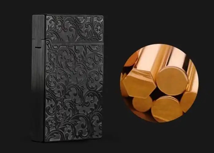 都柏特打火机纯铜24k镀金男士法国都柏特朗声唐草纹纯铜侧滑砂轮充气