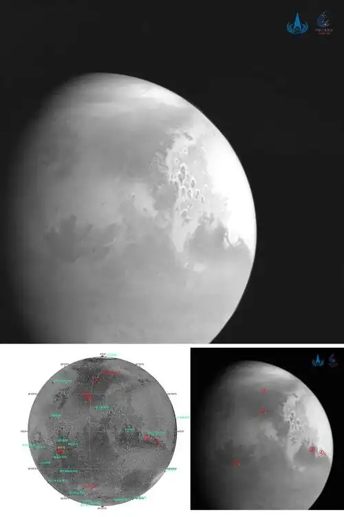 天问一号传回首幅火星图像这是中国人拍摄的第一张火星照片