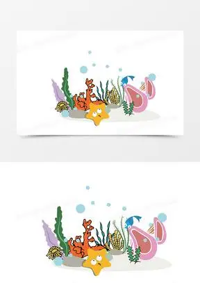 手绘海底生物矢量图素材