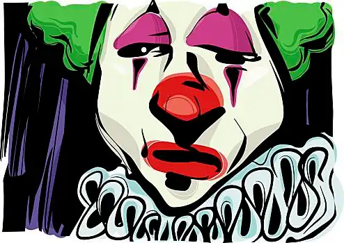 悲伤,小丑,绘画,插画,素描,脸