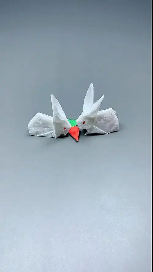 手工制作#用纸巾折只小白兔,小朋友们可喜欢了-度小视