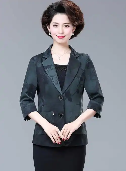 小西装外套小个子七分袖妈妈秋装气质小西装外套新款中老年女装40岁50