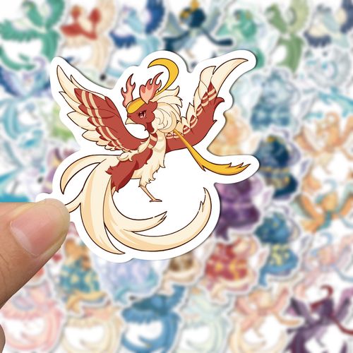 【原创】50张神兽凤凰卡通可爱贴纸自粘高颜值小清新个性精美手账手机