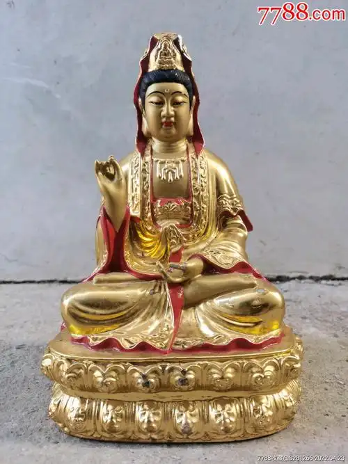 鎏金铜观音_铜像/铜佛像_第1张_7788奇石收藏