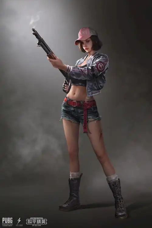 刺激战场绝地求生吃鸡和平精英pubg女角色插画喷子散弹枪