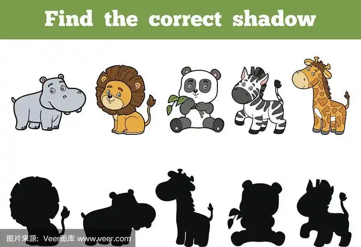 为孩子找到合适的影子.动物集合