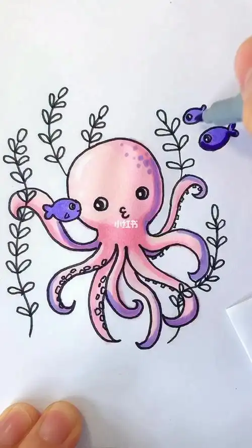 这是一只章鱼简笔画儿童画每日一画