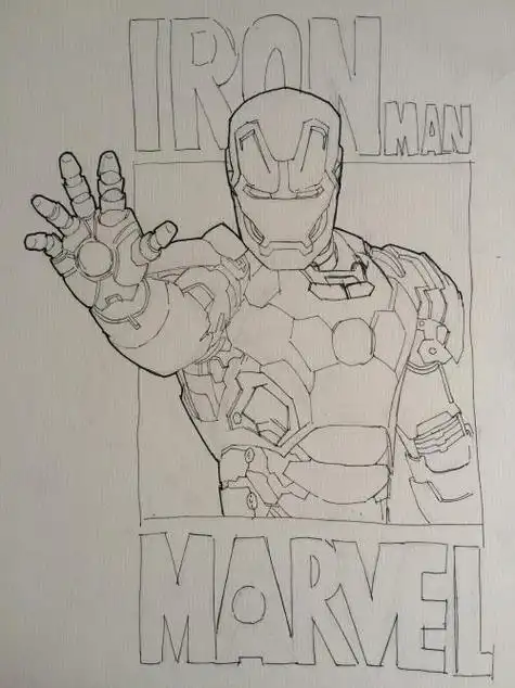 钢铁侠简笔画马克手绘