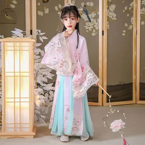 儿童古装樱花公主汉服超仙10岁12岁小女孩秋季长袖唐装
