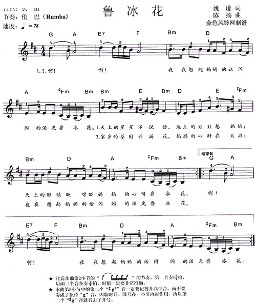 鲁冰花 陈扬 电子琴谱 简谱,五线谱
