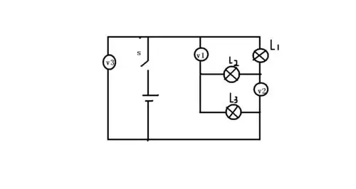 当开关闭合后,电压表v1 v2 v3的示数分别是24v,26和36v,则电路中的灯