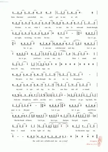 letitgo随它吧冰雪奇缘主题曲简谱歌谱idinamenzel