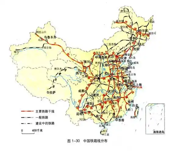 北斗地理中国主要铁路网图