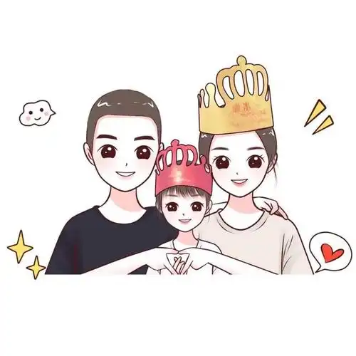 努力追求幸福,一家三口卡通头像,温馨又好看