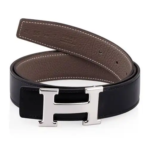 hermes皮带男士皮带男款 黑/棕色 双面牛皮腰带经典h金属扣百搭男款3.