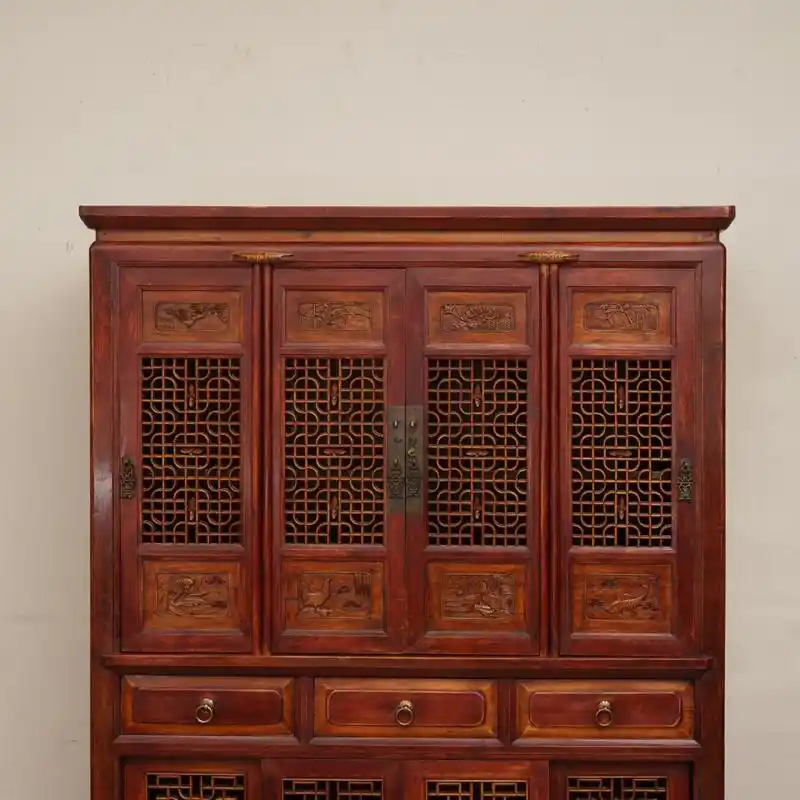 晚清楸木老茶柜老碗柜老橱柜古董老家具收藏 清晚期的老老橱柜 雕工