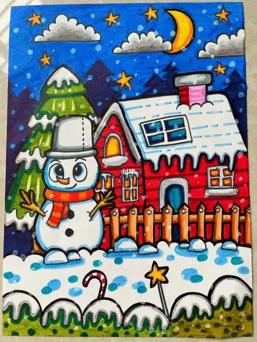 马克笔临摹雪景