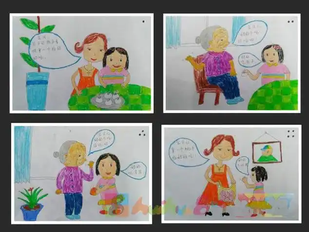 连环画故事图片欣赏内容有儿童连环画简笔画小学生爱鸟护鸟四格连环画