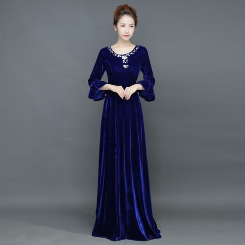 礼服独唱主持合唱演出服指挥演唱合唱团女长款新款礼服