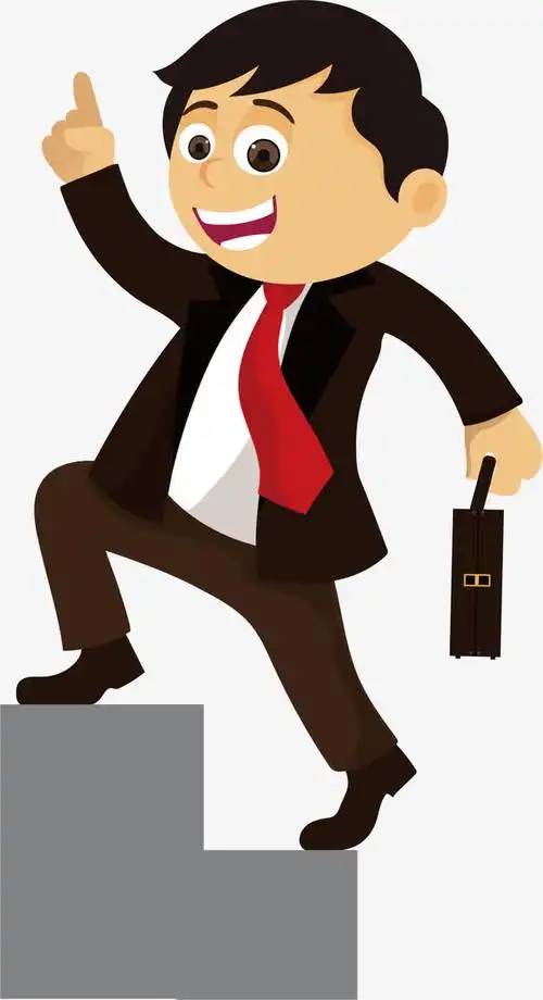 登上台阶的商务小人