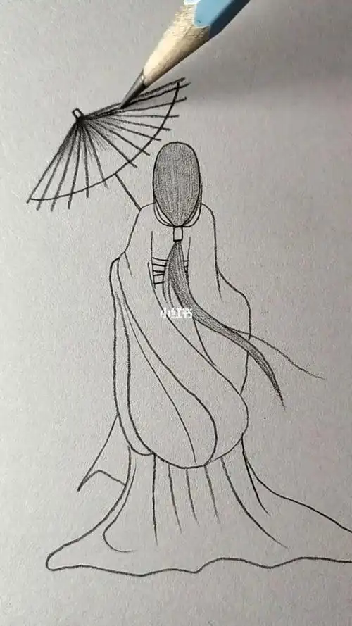 素描古风女子人物,素描少女-图片大观-奇异网