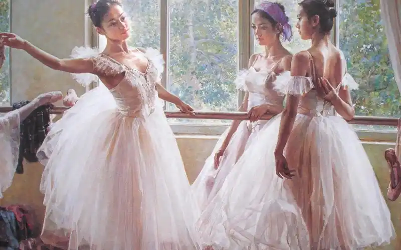 芭蕾舞女孩油画,高清图片,电脑桌面-壁纸族