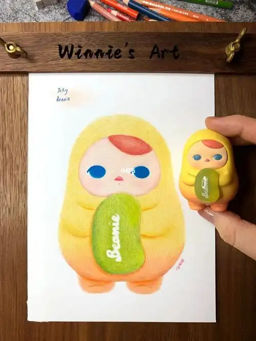 手绘彩铅盲盒泡泡玛特毕奇系列附线稿