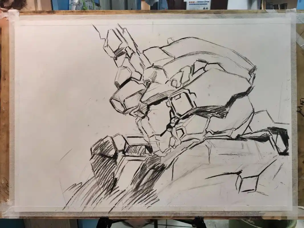 独角兽高达素描过程图#绘画 #手绘 #素描 #高达  - 抖音