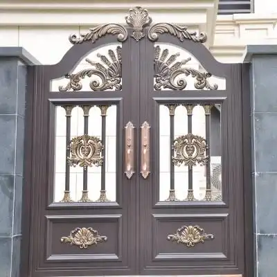 牧匠别墅大门乡村庭院对开门农村铝合金双开门欧式院子围墙铝艺大门
