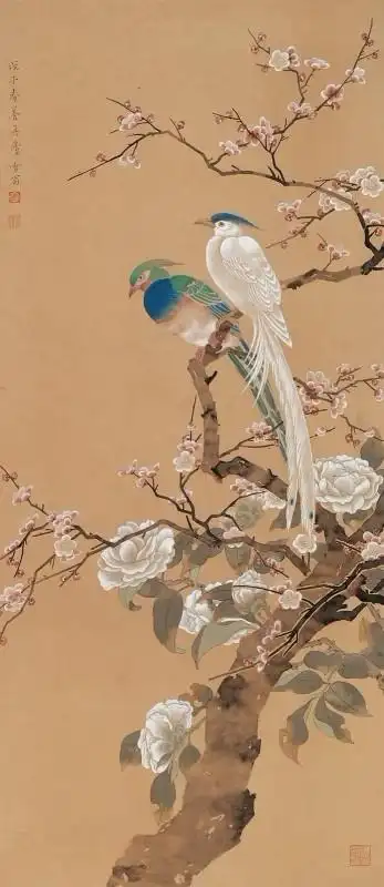 翠鸟【1-12】照片名称:01 绶带鸟所属相册:国画花鸟百图【6】绶带.