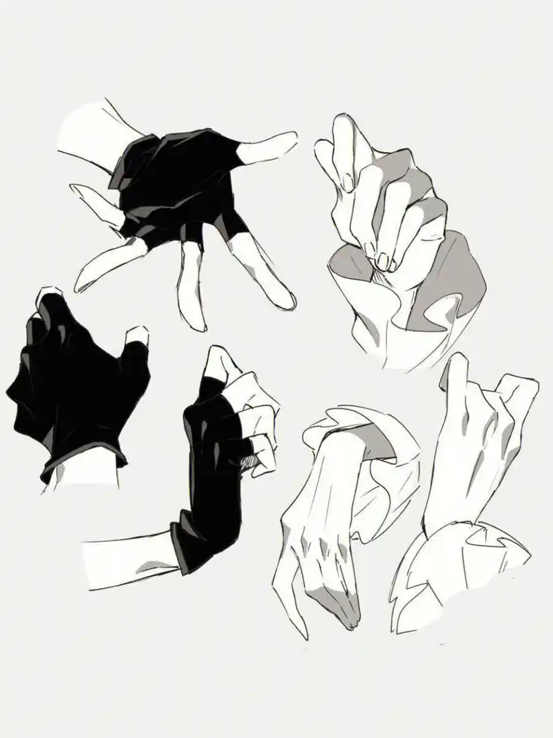 带手套的小手手势绘画参考